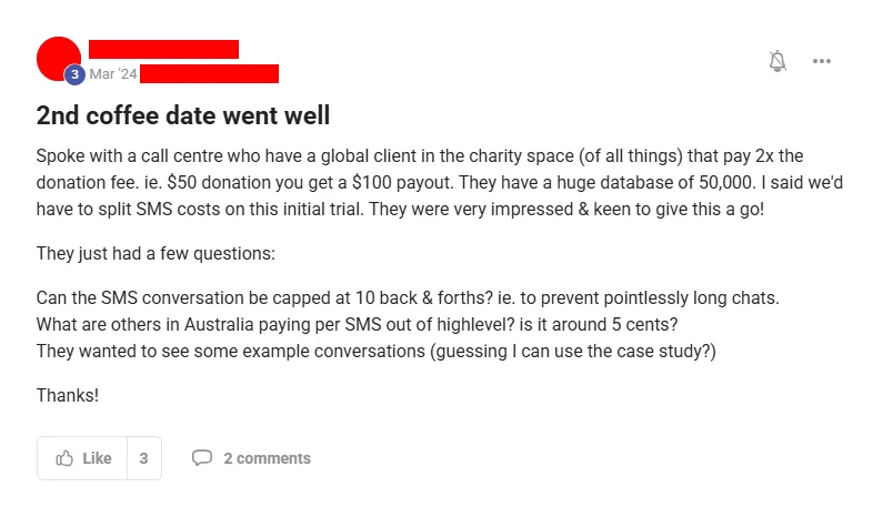 Community post from ROYA member, Mar 2024. A call centre with a global charity client agreed to trial the system against a 50,000-contact database.